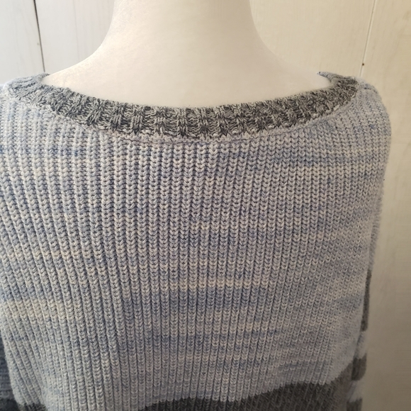 Victoria Secret grey and blue striped ribbed knit 100% cotton sweater Small - Picture 6 of 9